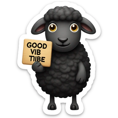 Black sheep holding sign saying “Good Vibe Tribe” sign sticker