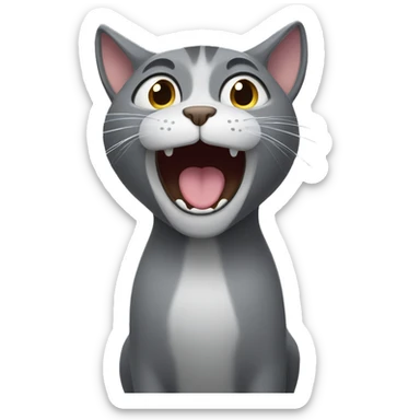 grey cat singing sticker
