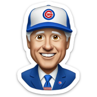 President Clinton wearing a cubs hat sticker