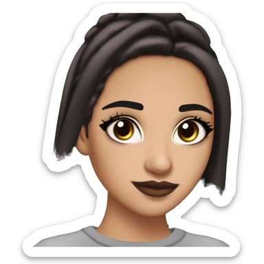 Maddy Perez euphoria show teenager: warm brown eyes, bold black sharp eyeliner, dark arched brows, full nude-berry lips, light skin, high cheekbones, sleek dark brown long straight hair in ponytail, sparkly rhinestones on eyelids 

 sticker