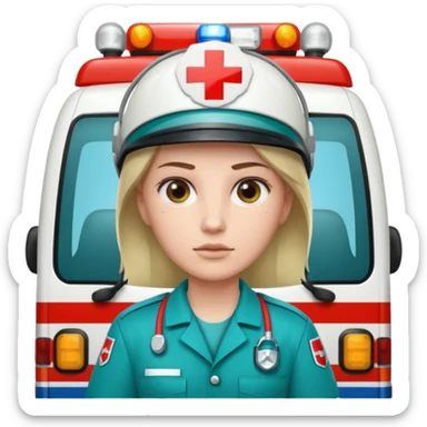 an ambulance driven by peluche sticker