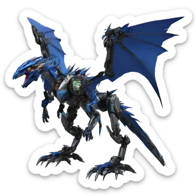 futuristic spiky raptor-dragon-Bionicle-mecha full body sticker