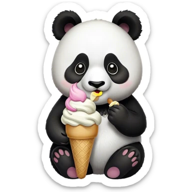 Panda eating ice cream sticker