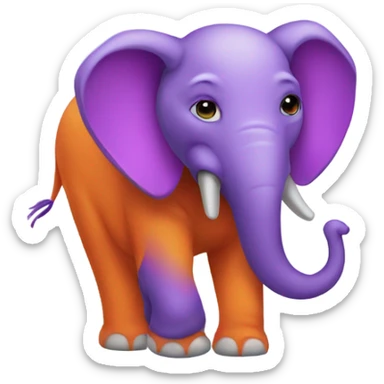 Orange and purple elephant sticker