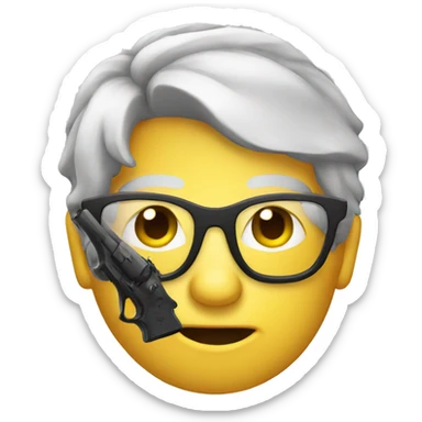 An emoji with glasses and a gun  sticker