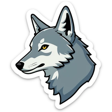 gray wolf profile, side view of head sticker