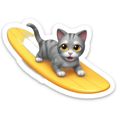 cat surfing on the beach sticker