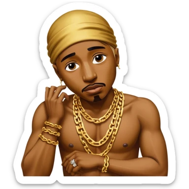 tupac but he's made of gold but he's also in an unbearable amount of pain sticker