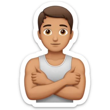 Man crossing his arms around his neck  sticker