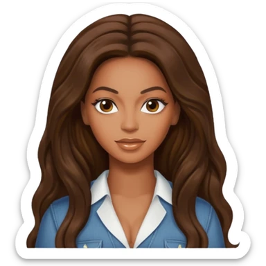 Beyonce with long dark brown hair sticker