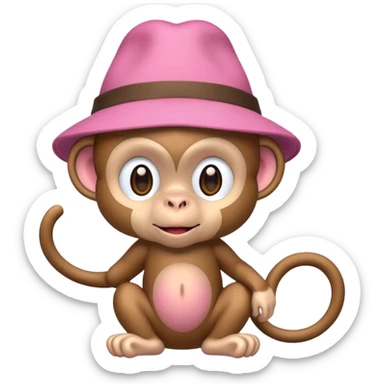 Pink monkey with brown hat sticker