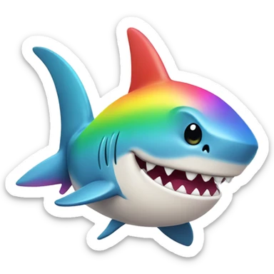 Chibi shark with rainbow accessories   sticker