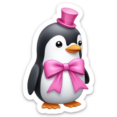 Pink penguin with bow  sticker
