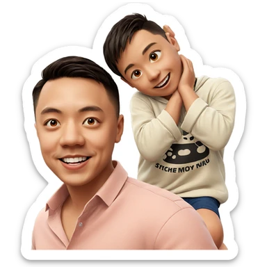 two boys sharing a smile sticker
