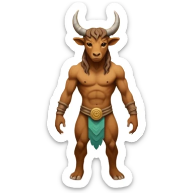 solarpunk style, oil paint - skinny The Minotaur stands in the middle of the labyrinth sticker
