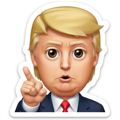 hyper-realistic Donald Trump is pointing his finger up, don't make big eyes sticker