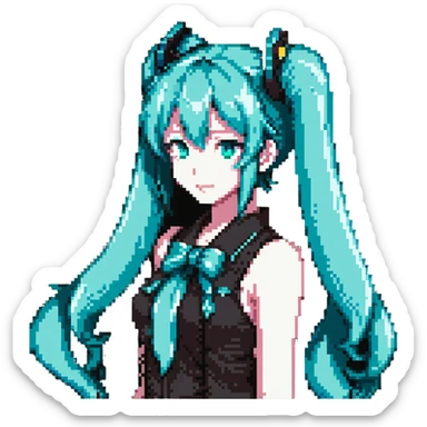 Hatsune Miku with teal twin tails sticker