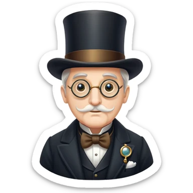 old elegant Victorian man with monocle and top hat sticker