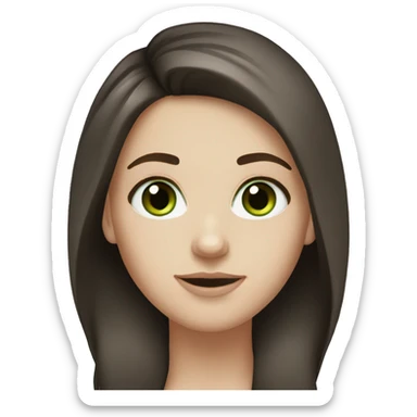 White girl with dark brown hair and green eyes sticker