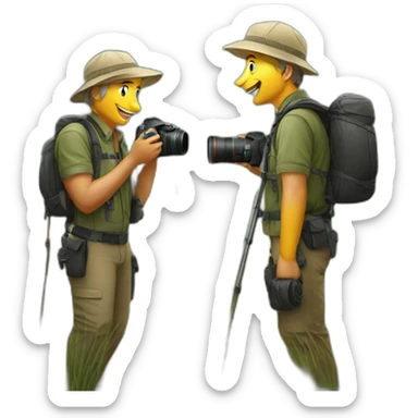 2 wildlife photographers talking sticker