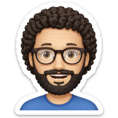 white man with glasses and curly black beard sticker
