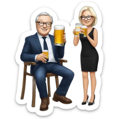 Jean Marie Lepen drink beer with blac pepole sticker