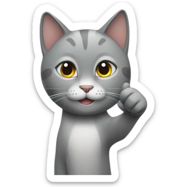 a gray cat saying it's ok with a thumbs up on its hand sticker