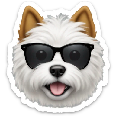 Fluffy dog with sunglasses sticker