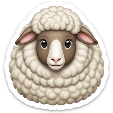 Cinematic Noble Sheep Portrait Emoji, Poised and regal, with a large, sturdy build and a luxuriously fluffy, well-groomed white fleece, deep-set soulful gentle eyes, Simplified yet sharp and sophisticated features, highly detailed, glowing with a soft, dignified glow, high shine, intelligent and calm, stylized with an air of pastoral majesty, focused and attentive, soft glowing outline, capturing the essence of a watchful and confident sheep, so majestic it feels as though it could amble out of the screen with effortless authority! sticker
