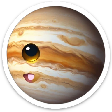 planet jupiter with closed open mouth and dreamy eyes sticker