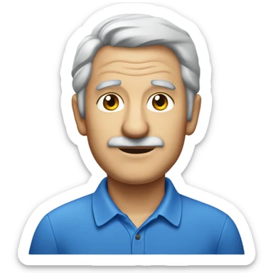 old italian man, grey hair, no facial hair. wearing a blue smart polo shirt sticker