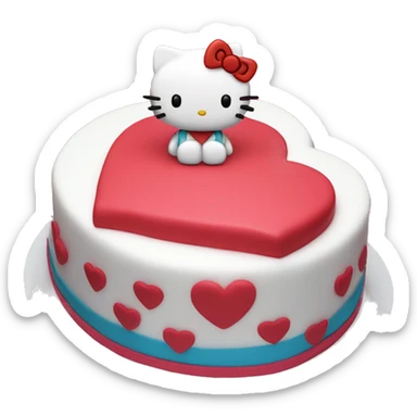 hello kitty on a heart cake sticker
