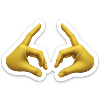 a right and left yellow hands making an XO sign with the left thumb touching the right thumb and both index fingers crossing sticker