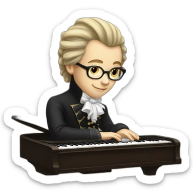 mozart in the age of twelve playing piano sticker