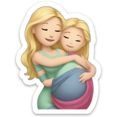 Girl hugs a pregnant Girl wirr blond Hair sticker