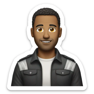 male portrait with bmw car sticker