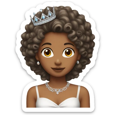 girl with curly hair and tiara  sticker
