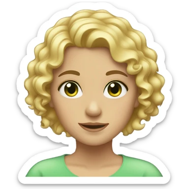 Girl with short curly blonde hair and green eyes sticker