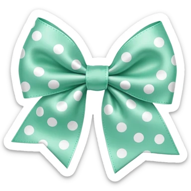 mint green bow with white dots sticker