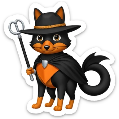 Animal zorro animado sosteniendo un neumático sticker