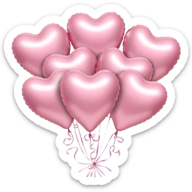six metallic heart-shaped balloons in pastel pink  sticker