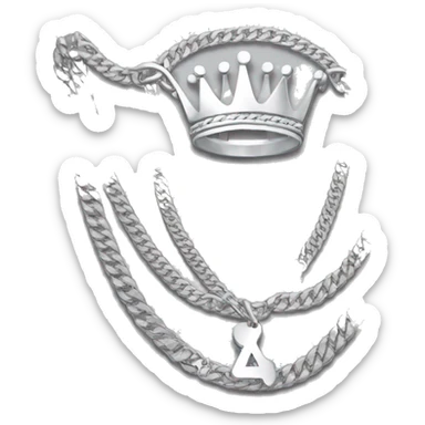 Silver Cuban link chain with handicap symbol with crown sticker