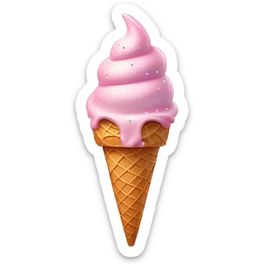 Pastel Pink Ice Cream "A pastel pink swirled ice cream cone with glittery sprinkles and a glowing, magical aura that makes the cone appear iridescent." sticker
