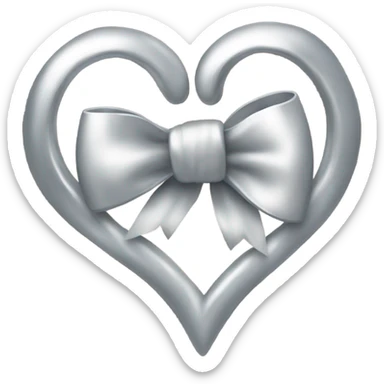 a bow of a silver heart sticker