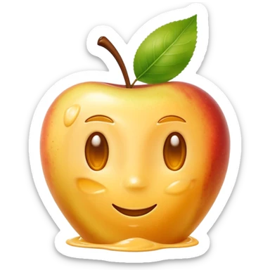small glossy swirl or spoonful of golden fruit purée with smooth thick texture, slightly translucent surface, subtle ripple suggesting softness and freshness, color ranges from light yellow to soft peach, no bowl or garnish, apple emoji style, soft lighting, subtle shadows, emoji scale sticker