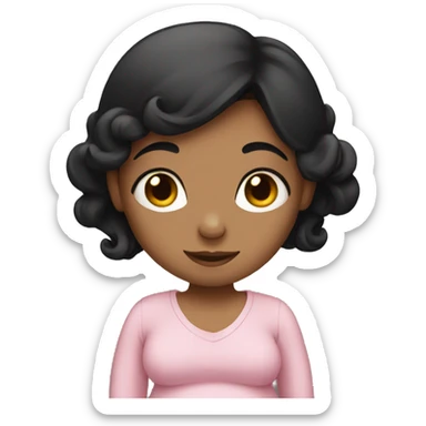 girl with black hair pregnant sticker