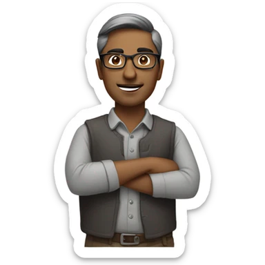 Indian man wearing glasses who is short and doing mechanic work  sticker