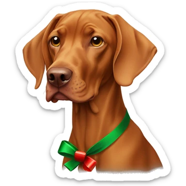 Magyar vizsla with a Christmas bow sticker