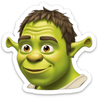 Shrek with luffy's hear cut sticker