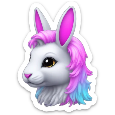 bunny unicorn neon sticker